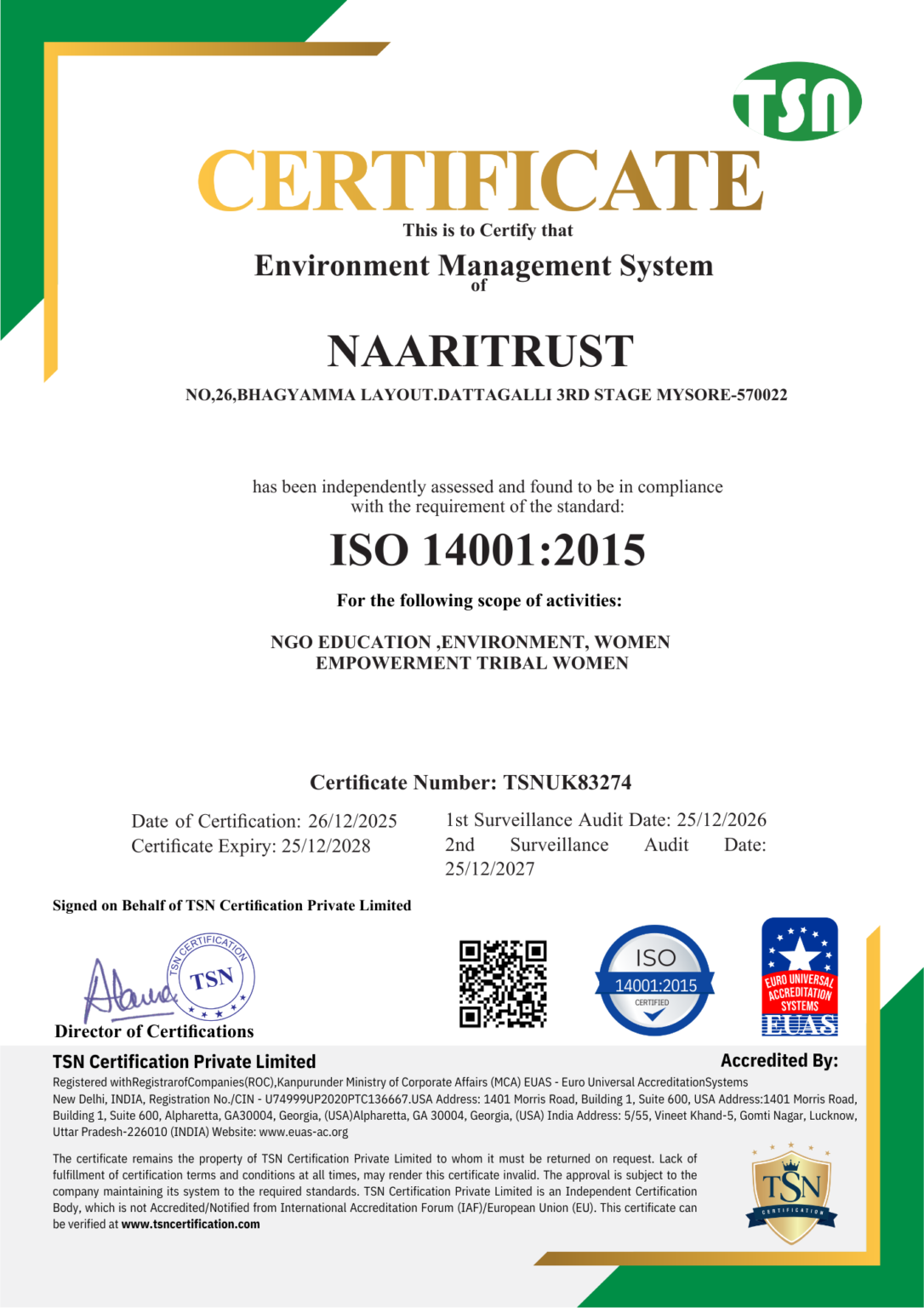 ISO 14001 Certificate