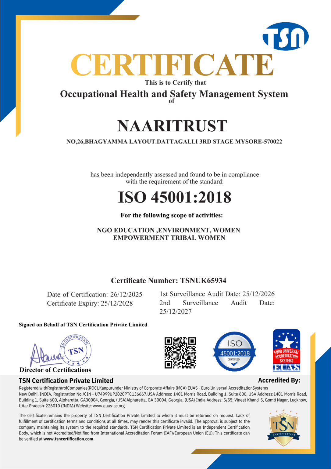 ISO 45001 Certificate